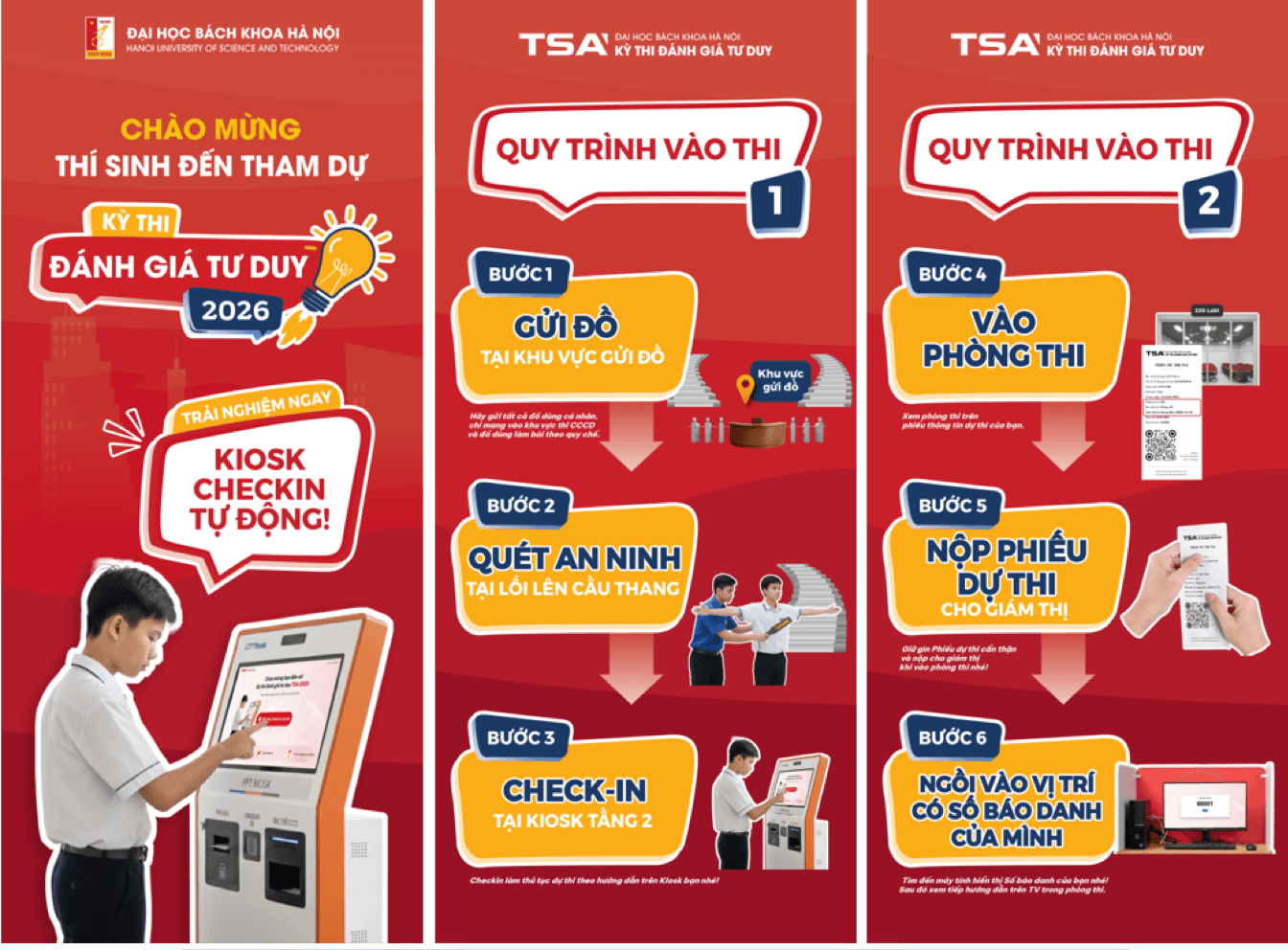 Hướng dẫn các bước làm thủ tục dự thi cho thí sinh.