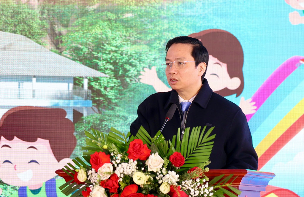 Chủ tịch UBND tỉnh Cao Bằng Lê Hải Hòa phát biểu tại buổi lễ.