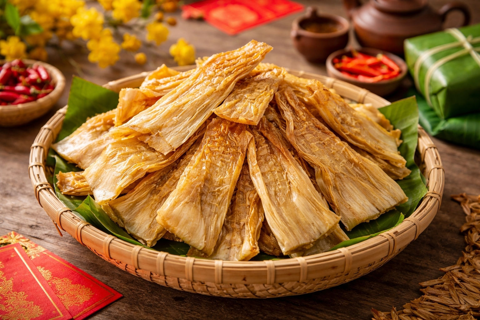 Măng khô là món quen thuộc trong mâm cơm ngày Tết của nhiều gia đình Việt.