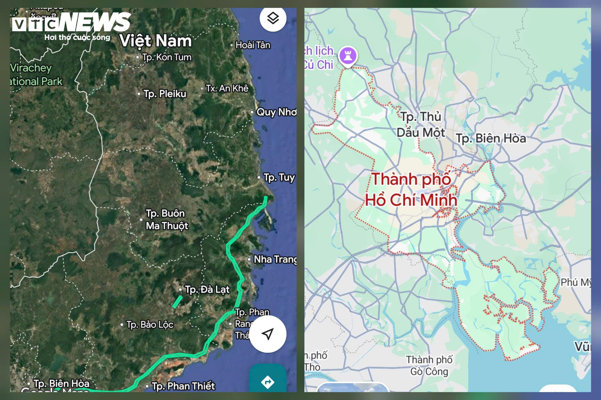 Ứng dụng Google Maps cập nhật những địa danh hành chính mới tại Việt Nam. (Ảnh: Mạnh Hùng)