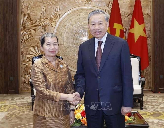 tong bi thu to lam tiep Doan dai bieu hoi dong quoc gia mat tran doan ket phat trien to quoc campuchia hinh anh 1