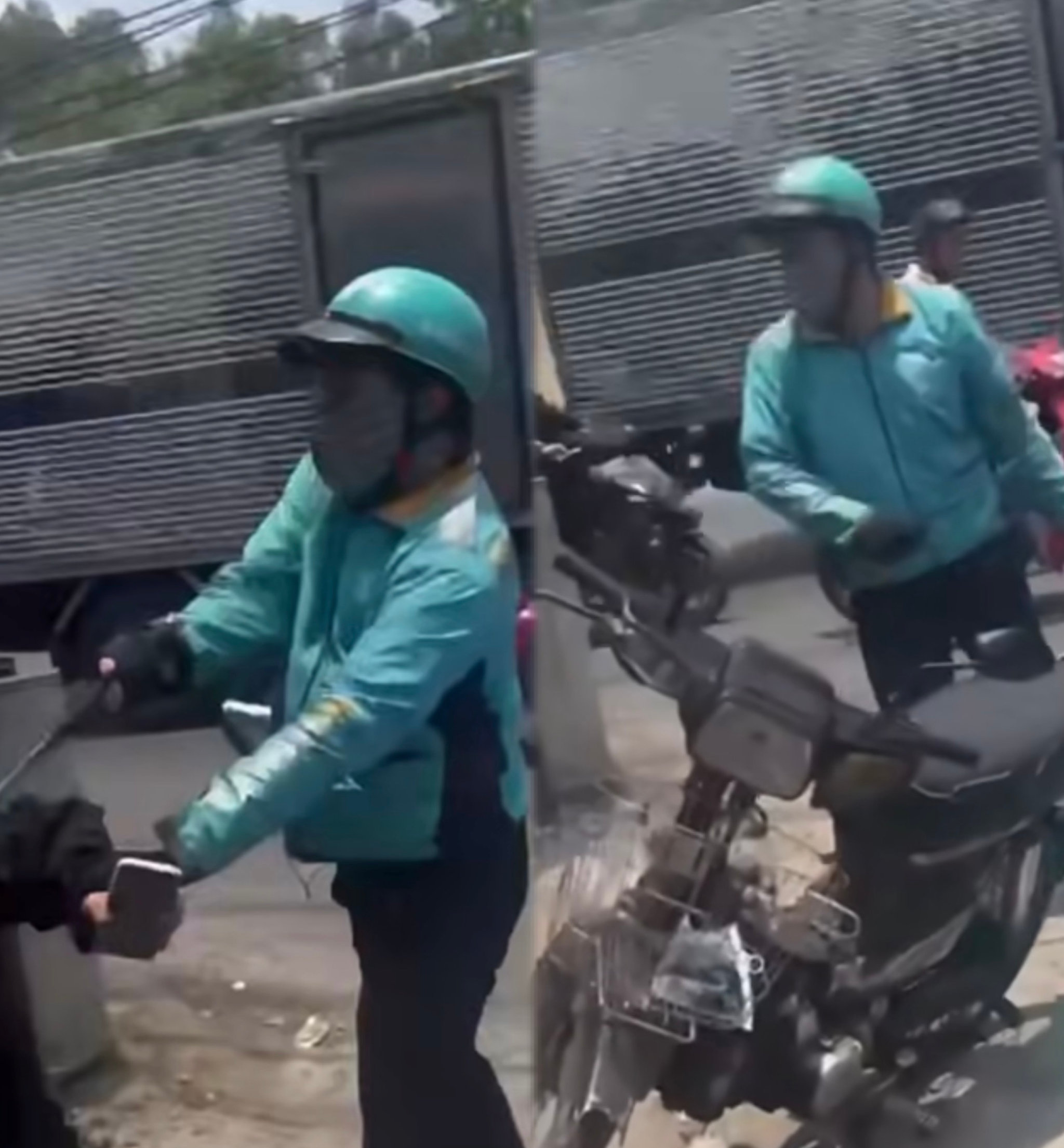 Xác minh clip tài xế mặc áo xe ôm công nghệ đánh người. (Ảnh chụp màn hình)