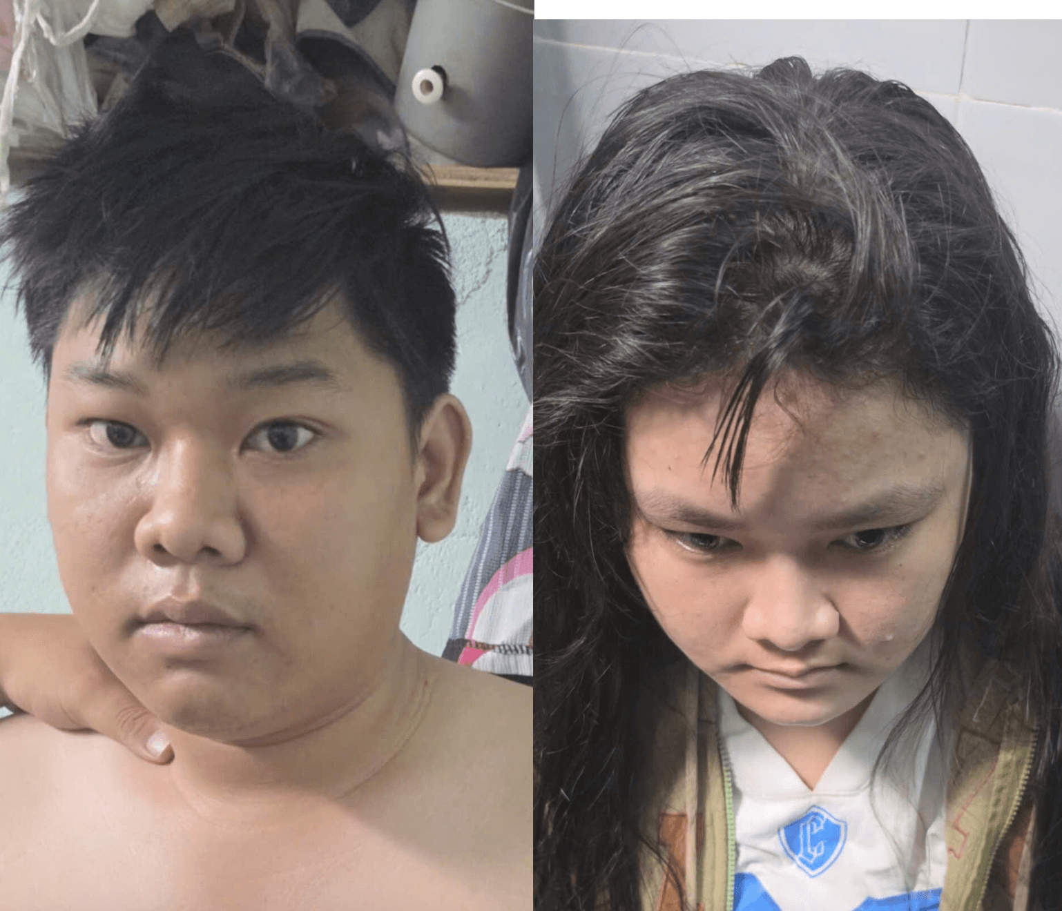 Huỳnh Đức Hùng và Lê Thị Ngọc lúc bị bắt. (Ảnh: PC02)