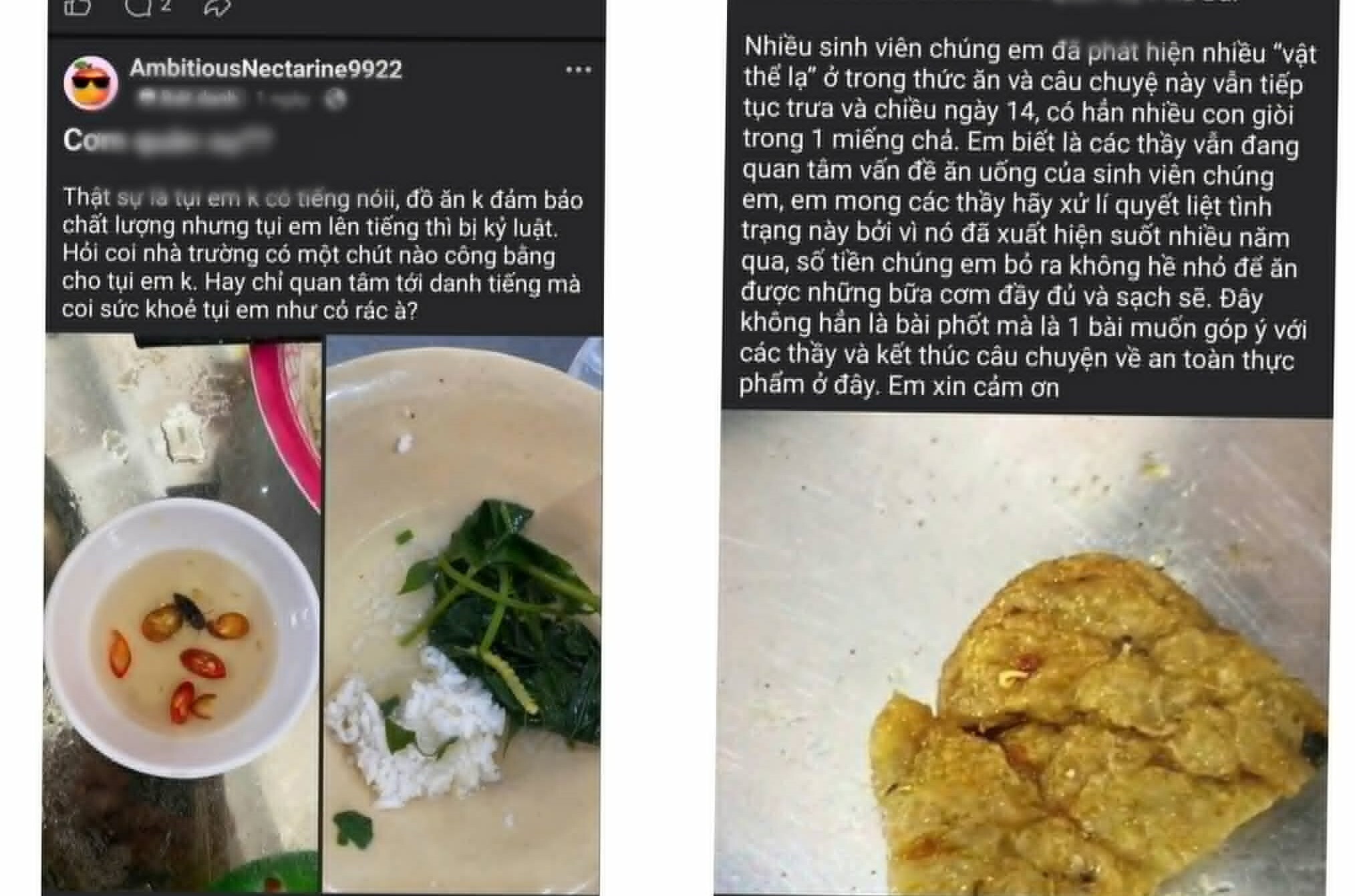 Cơ quan chức năng đang vào cuộc xác minh thông tin phản ánh thức ăn của sinh viên đang học tại Trung tâm Giáo dục Quốc phòng và An ninh (thuộc Đại học Huế) có 