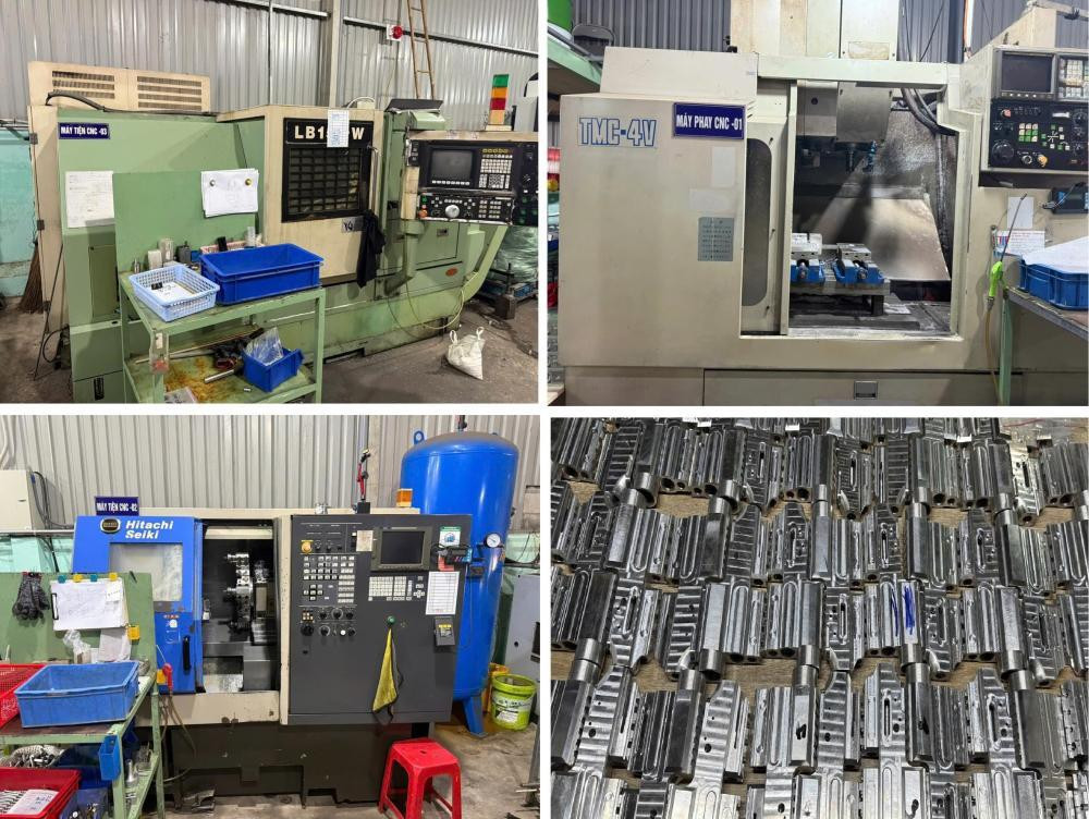 Máy móc hiện đại và tang vật ở xưởng cơ khí của đối tượng Võ Thành Tài