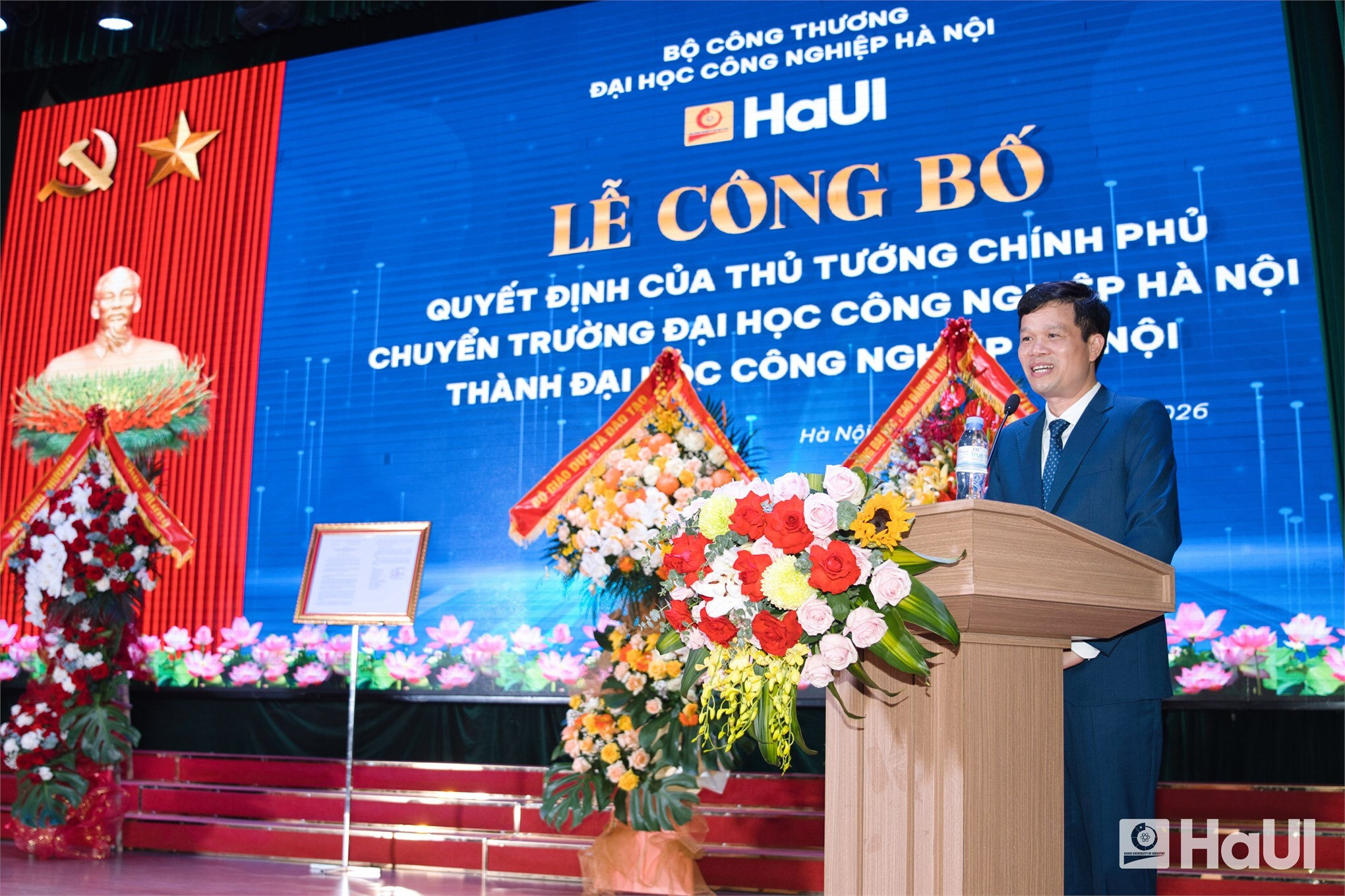 PGS.TS. Kiều Xuân Thực - Giám đốc Đại học Công nghiệp Hà Nội - phát biểu tại buổi lễ.