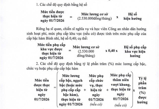 chi tiet muc luong moi trong cong an, quan doi tu ngay 1 7 hinh anh 2