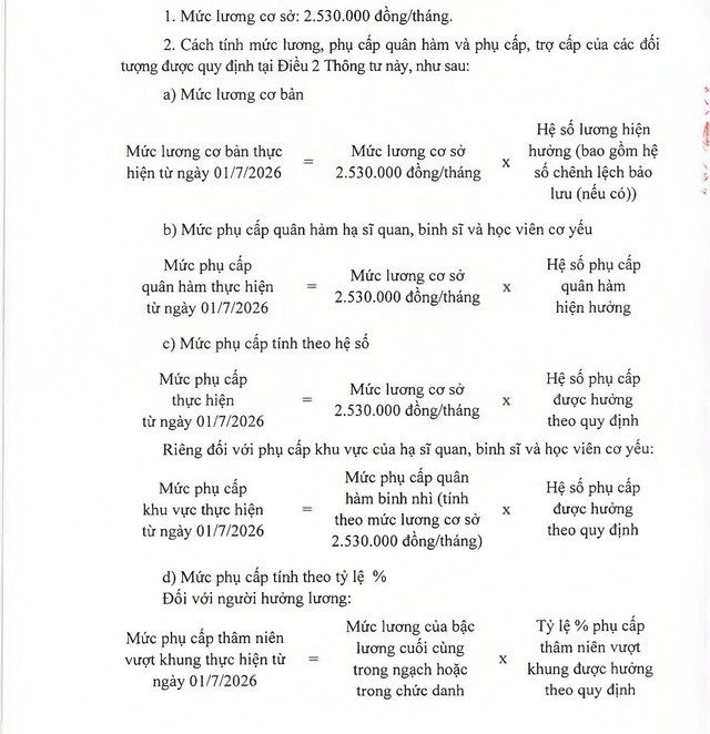 chi tiet muc luong moi trong cong an, quan doi tu ngay 1 7 hinh anh 3