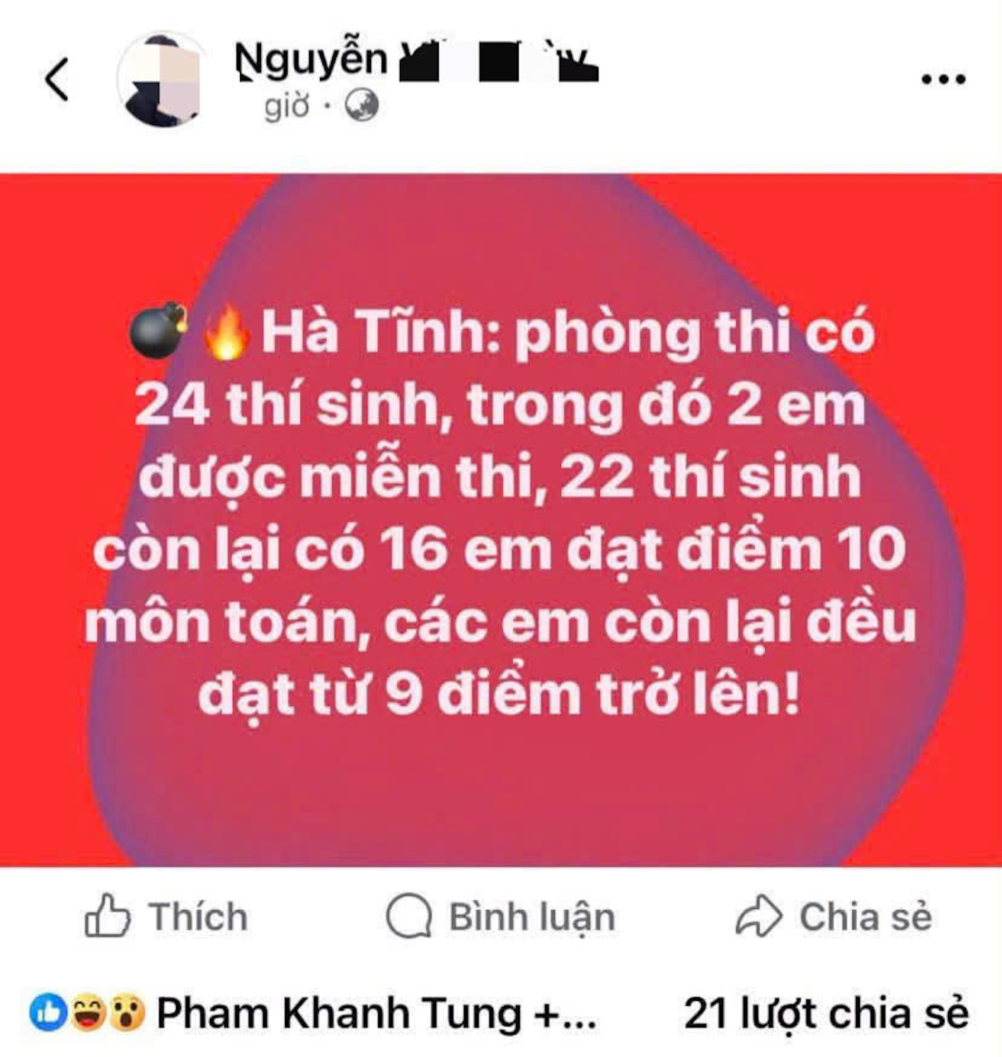 Thông tin đăng tải lên mạng xã hội. (Ảnh: Chụp màn hình)