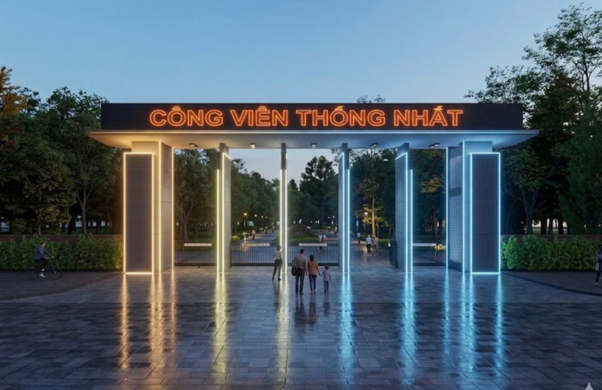 Phối cảnh cổng công vên Thống Nhất.