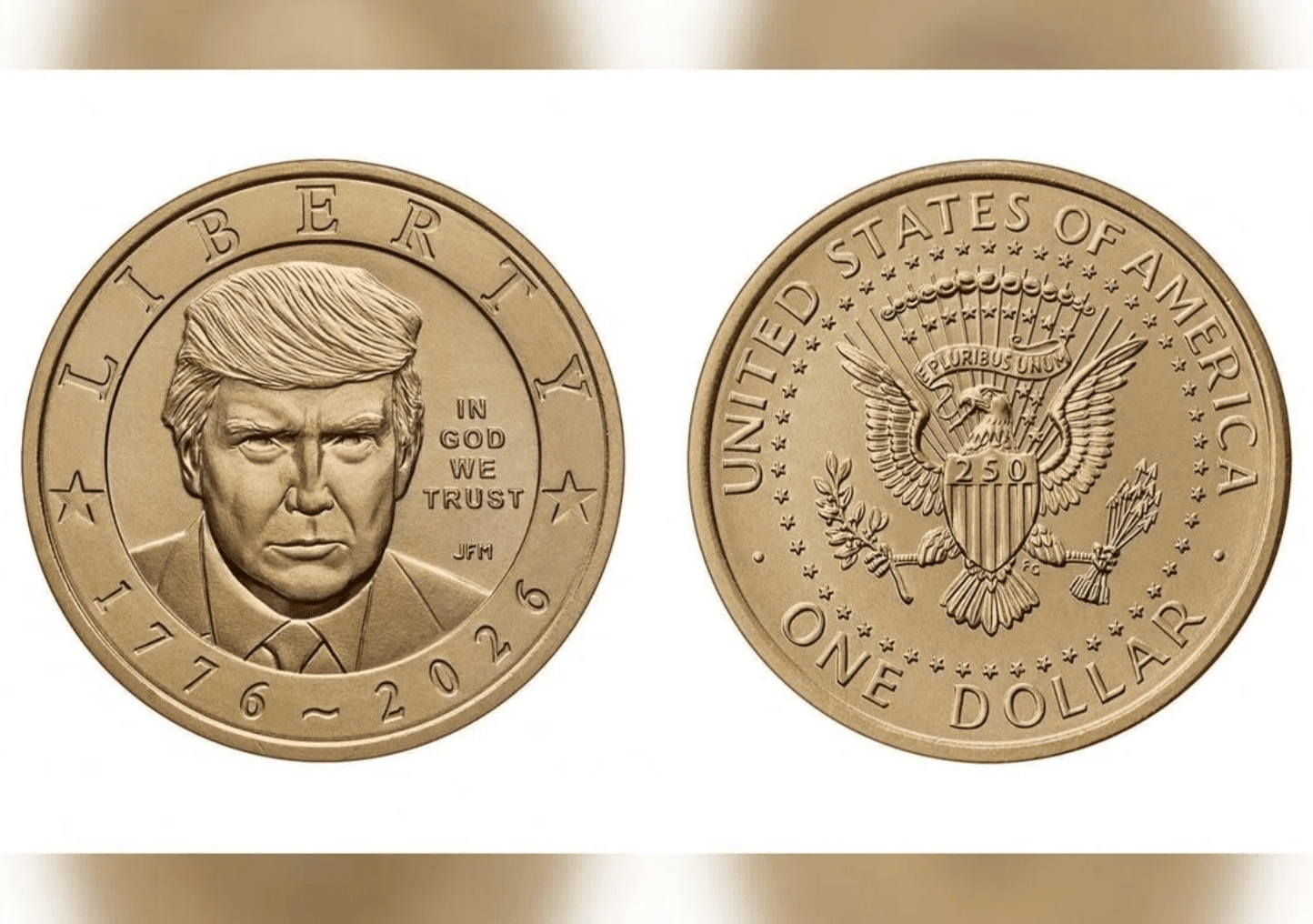 Hình minh họa đồng xu mới có hình Tổng thống Mỹ Donald Trump. (Ảnh: Reuters)