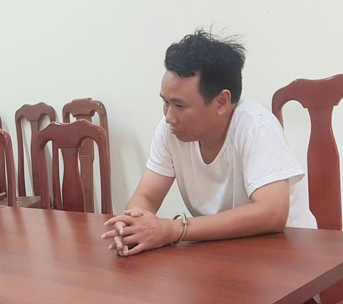 Lê Văn Chiến tại cơ quan Công an.