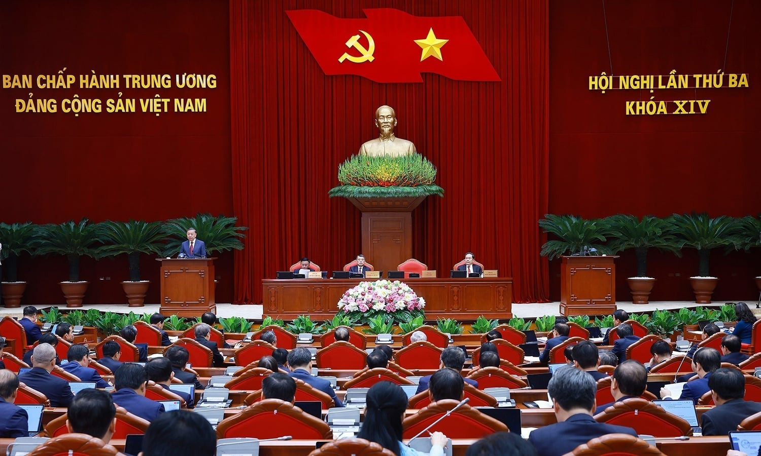 Quang cảnh hội nghị Trung ương 3 khóa XIV. (Ảnh: TTXVN)