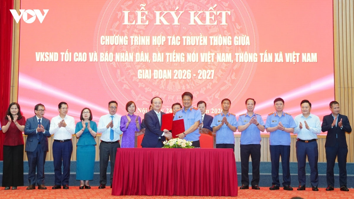 vov, ttxvn, bao nhan dan ky ket hop tac truyen thong voi vien ksnd toi cao hinh anh 1