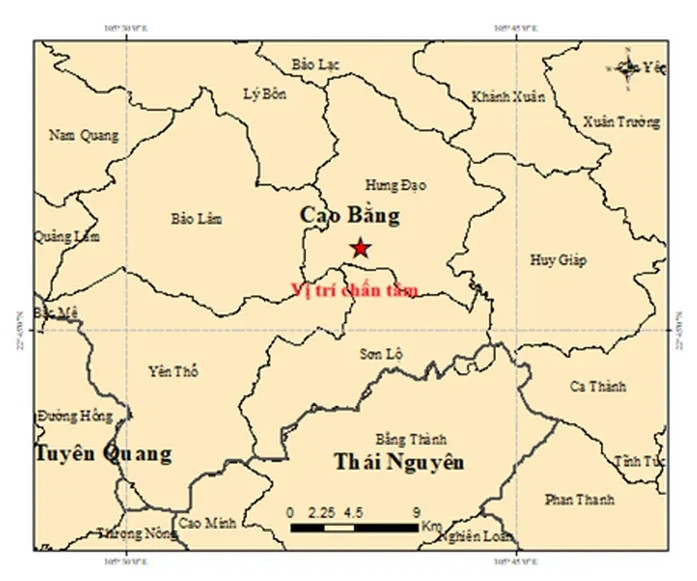 xảy ra động đất tại cao bằng hình ảnh 1 xay ra dong dat tai cao bang hinh anh 1