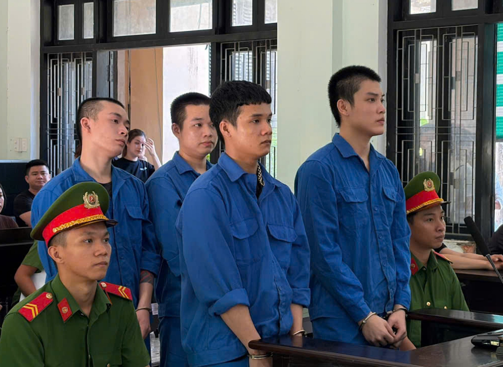 4 bị cáo tại phiên toà xét xử sơ thẩm. (Ảnh: Ngọc Minh)