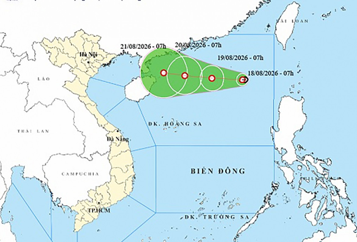 Ap thap nhiet doi xuat hien tren bac bien Dong, dang di chuyen cham ve phia tay hinh anh 1