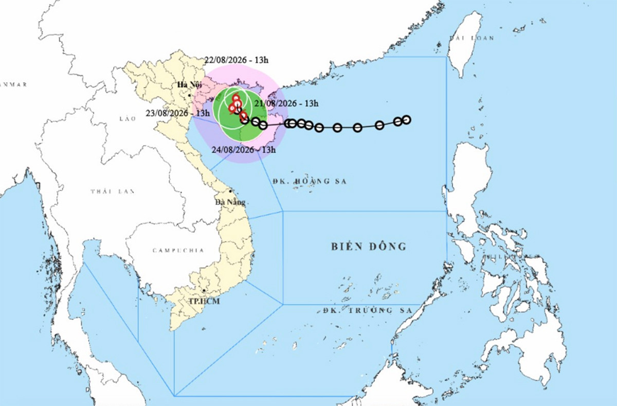 Bản đồ dự báo đường đi của áp thấp nhiệt đới. (Nguồn: NCHMF)