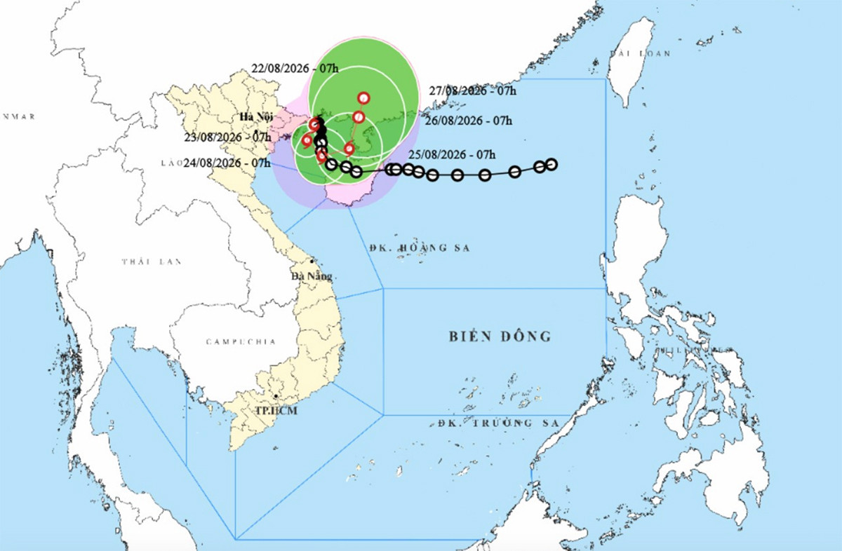 Bản đồ dự báo đường đi, khu vực ảnh hưởng của bão số 4 Narra. (Nguồn: NCHMF)