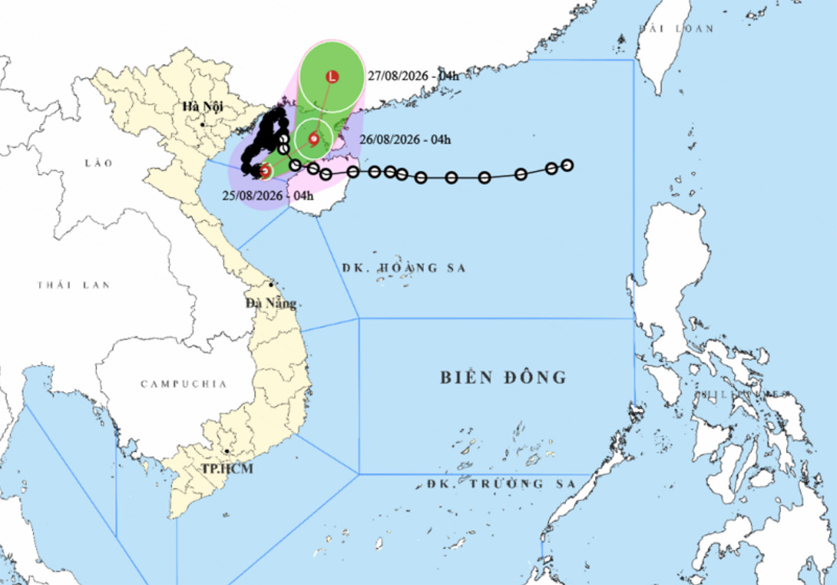 Bản đồ dự báo đường đi của bão số 4. (Nguồn: NCHMF)