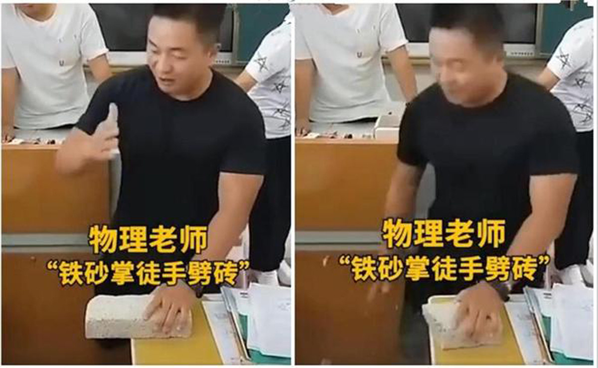 Thầy giáo vật lý dùng tay không chặt gạch