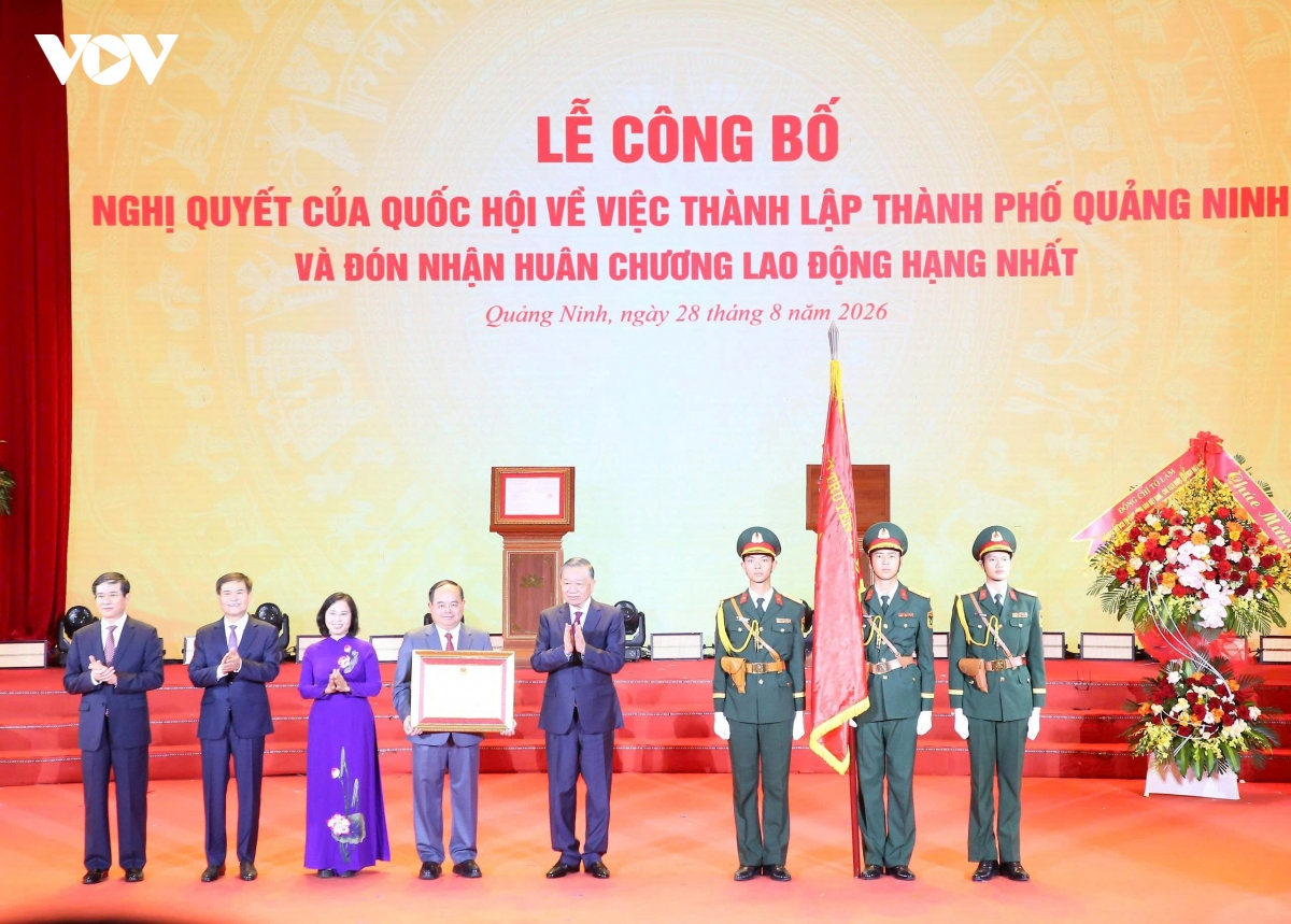 tong bi thu, chu tich nuoc to lam trao nghi quyet thanh lap thanh pho quang ninh hinh anh 4