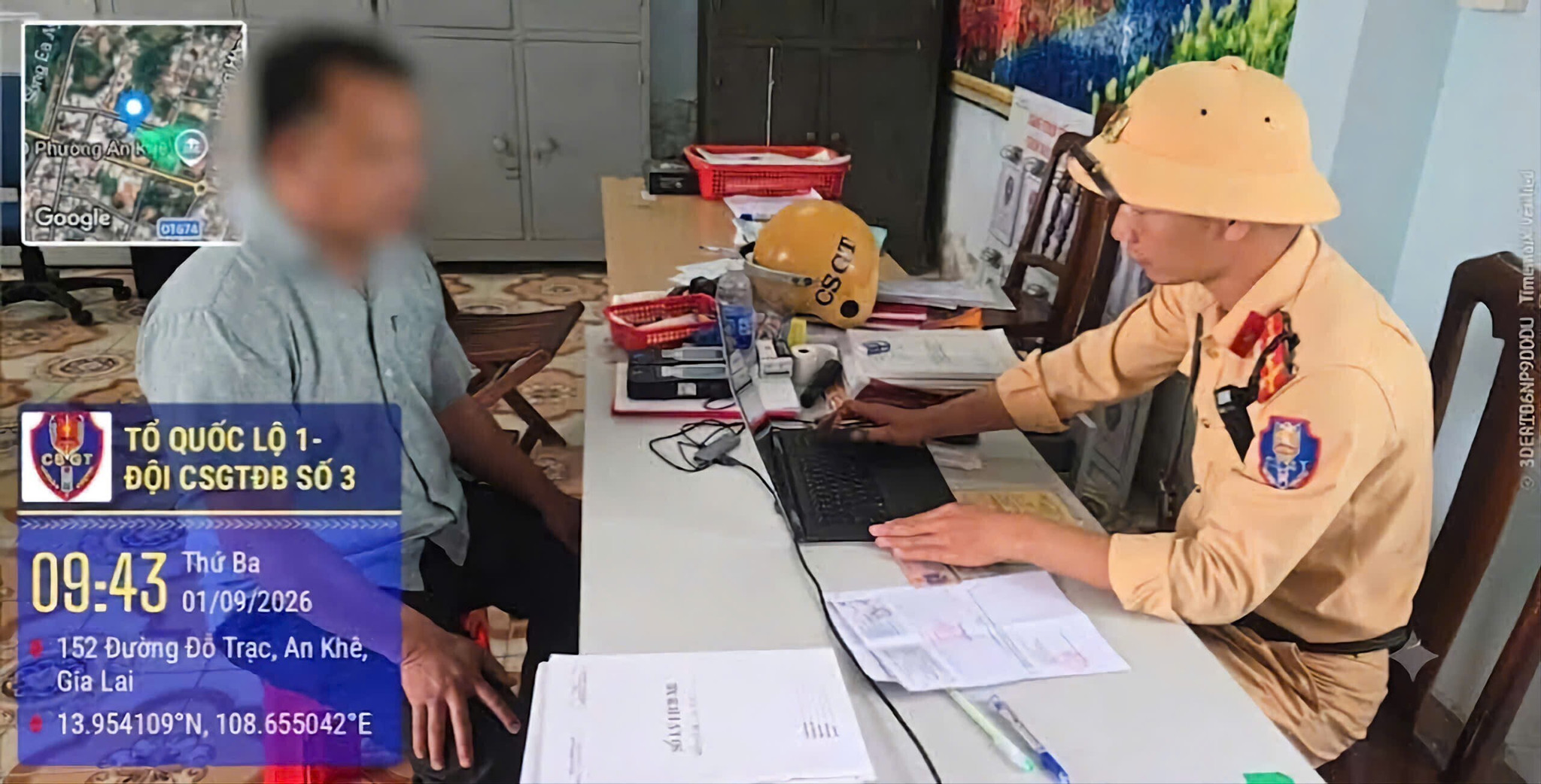 Tài xế bị phạt 5 triệu đồng, trừ 2 điểm GPLX. (Ảnh: CSGT Gia Lai)