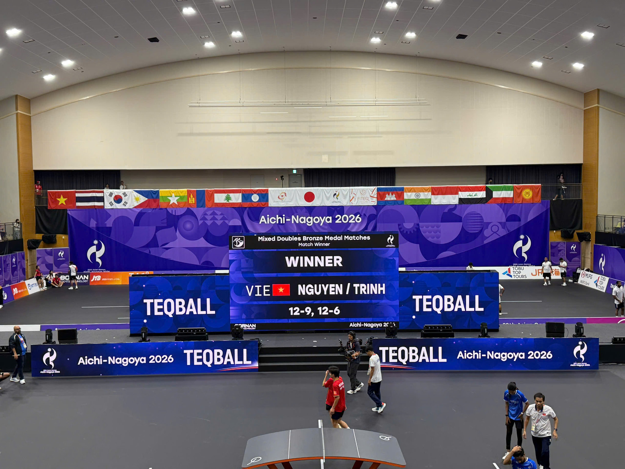 Sân đấu môn teqball ở ASIAD 2026.