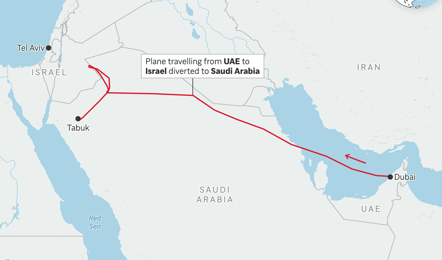 Máy bay từ UAE đi tới Israel.