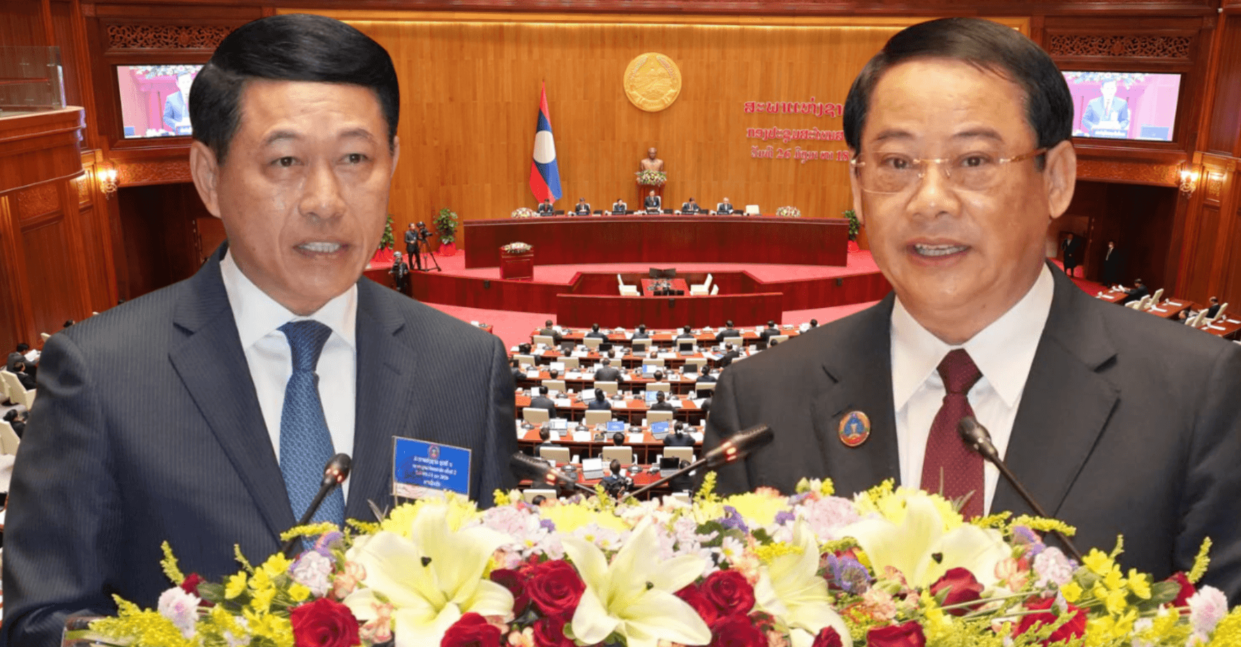 Ông Saleumxay Kommasith (trái) và ông Sonexay Siphandone. (Ảnh: Laotian Times)