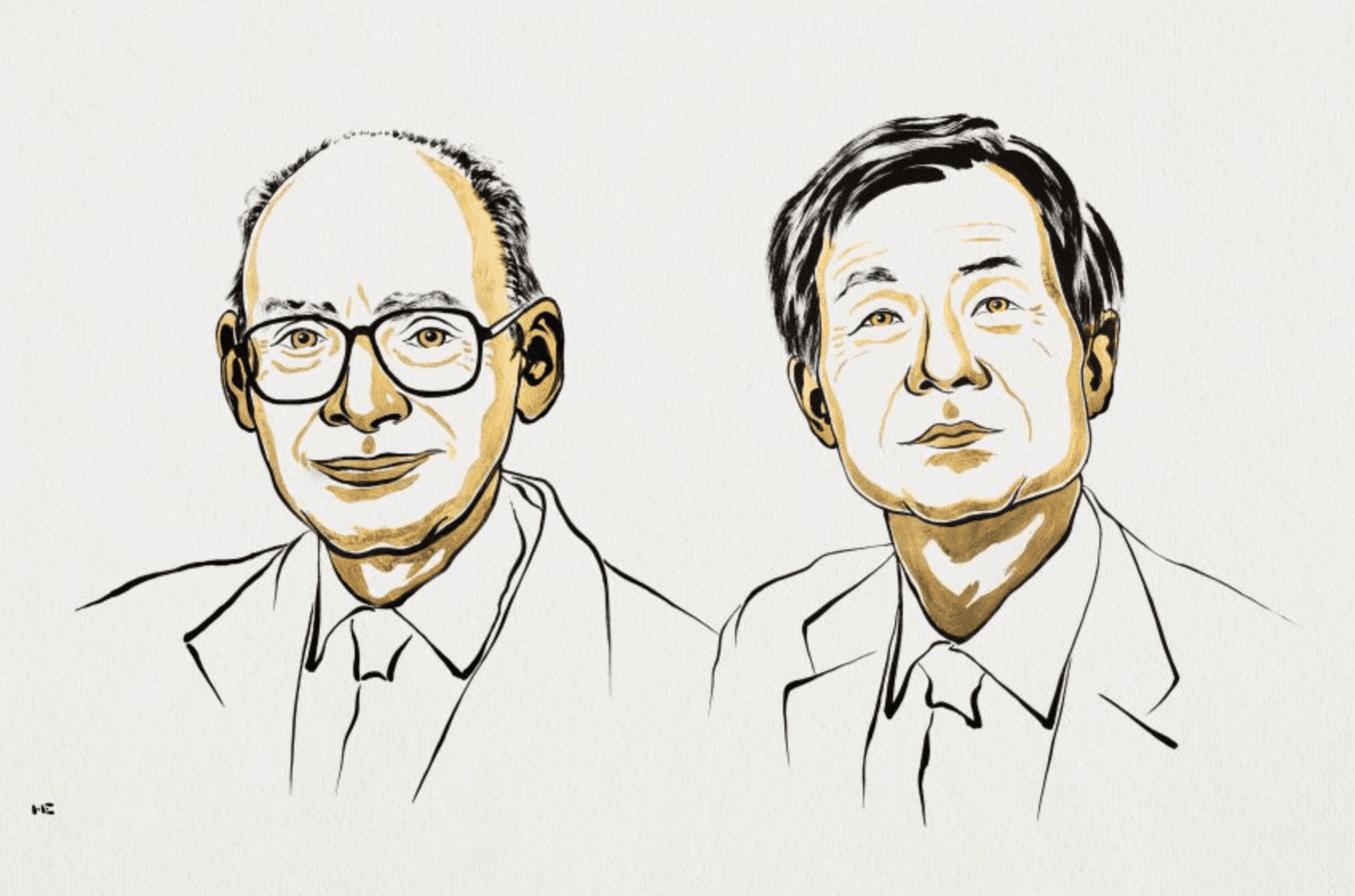 Hai nhà khoa học cùng nhận giải Nobel Hóa học. (Ảnh: Ban Tổ chức giải Nobel)