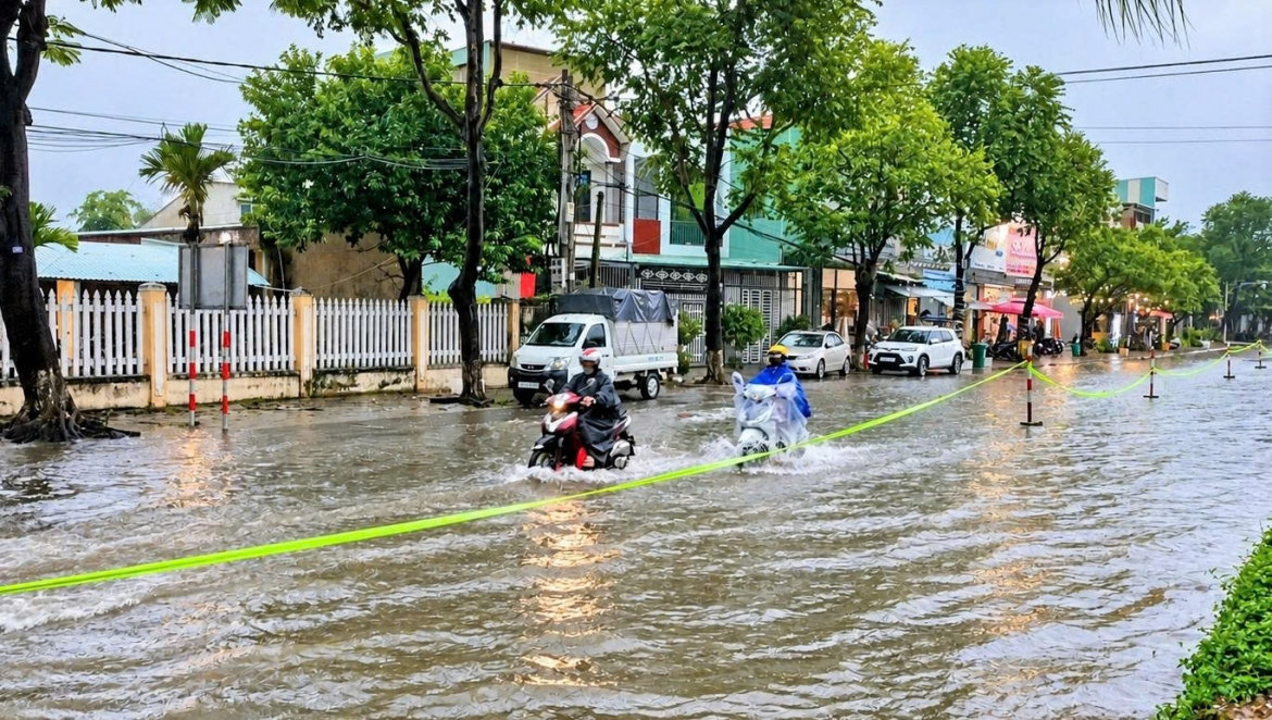 mưa lớn, nhiều tuyến đường phía nam Đà nẵng ngập nước hình ảnh 2 mua lon, nhieu tuyen duong phia nam Da nang ngap nuoc hinh anh 2