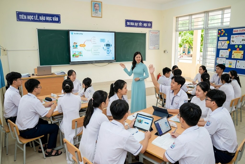 Giáo viên phổ thông cần phát huy tinh thần làm chủ công nghệ. (Ảnh minh họa: AI)