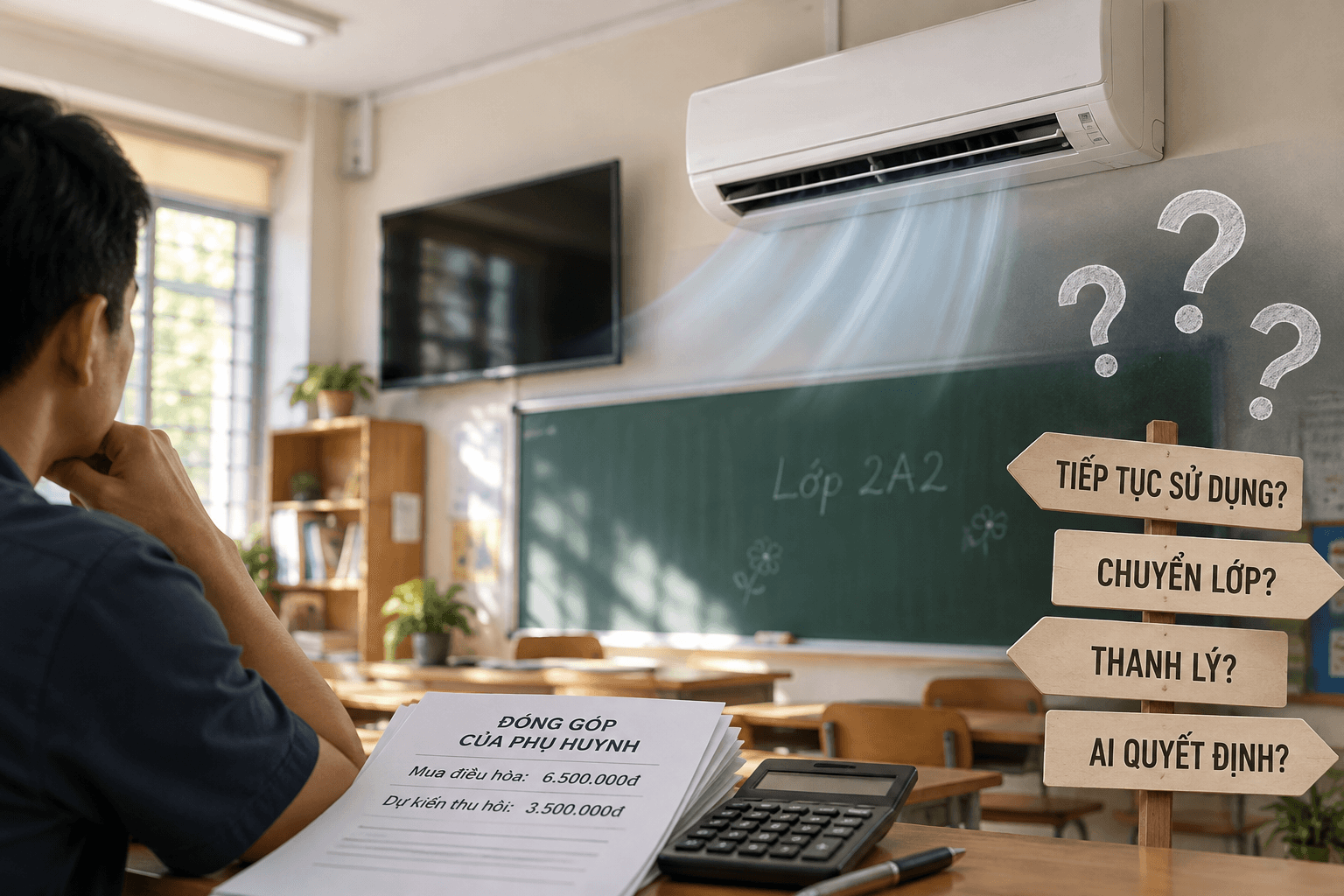 Nhiều phụ huynh băn khoăn về cách xử lý khoản đóng góp từ năm học trước. (Ảnh: AI)