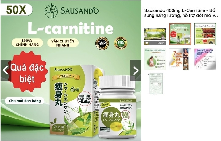Bộ Y tế phát hiện viên uống giảm cân Sausando Slimming capsule bán trên Shopee sử dụng số giấy công bố không có trong dữ liệu cấp phép. (Ảnh: Cục An toàn thực phẩm cung cấp)