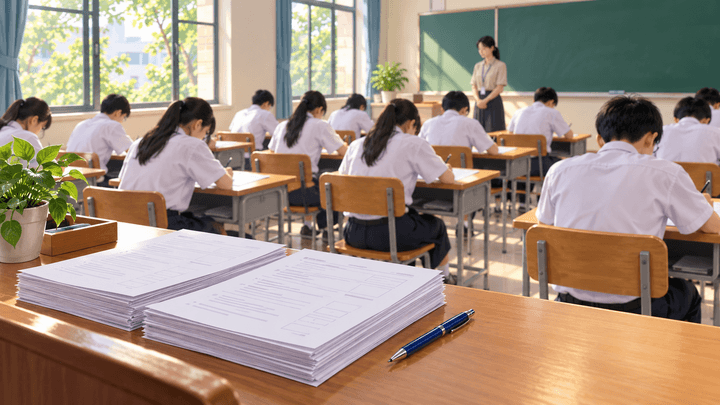 Bộ GD&ĐT lý giải việc ra đề kiểm tra chung các lớp cuối cấp giúp phát hiện tình trạng “làm đẹp điểm số”. (Ảnh minh họa: AI)