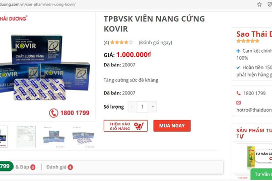 Bị tố tăng giá viên nang Kovir gấp nhiều lần, công ty Sao Thái Dương lên tiếng