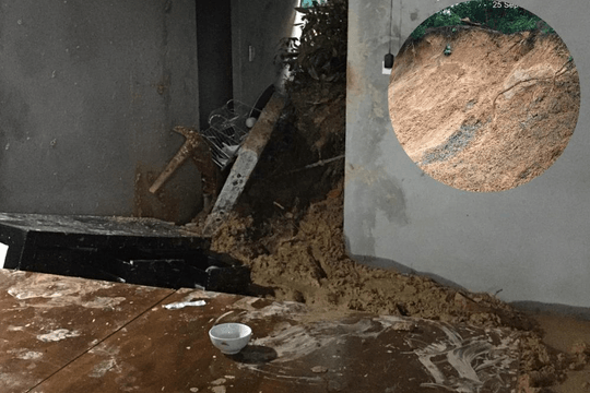 Hà Tĩnh: Mưa lớn nhiều ngày, đất đá đổ sập nhà dân, 2 cháu nhỏ bị thương