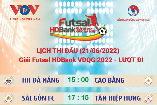 Lịch thi đấu Futsal HDBank VĐQG 2022 ngày 21/6