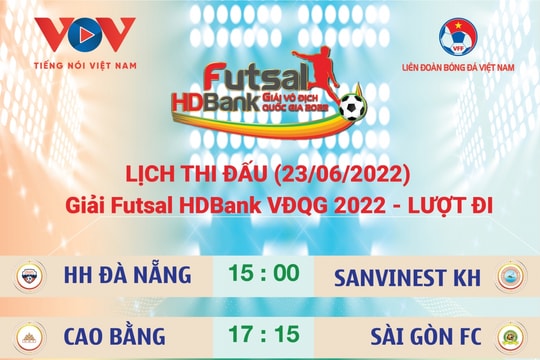 Lịch thi đấu Futsal HDBank VĐQG 2022 ngày 23/6