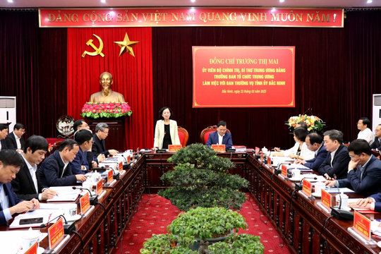 Trưởng Ban Tổ chức Trung ương làm việc với tỉnh Bắc Ninh về công tác xây dựng Đảng