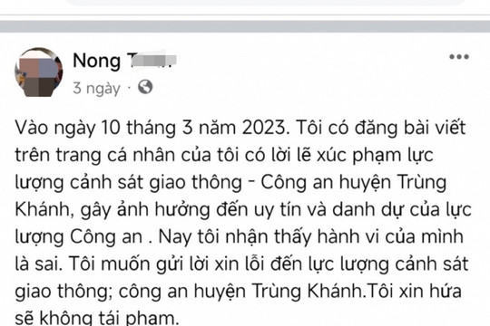 Xử phạt thanh niên xúc phạm lực lượng Công an trên mạng xã hội