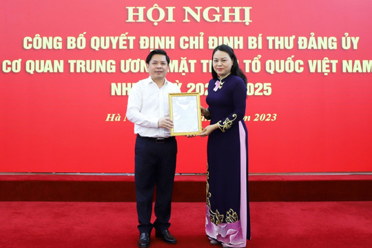 Bà Nguyễn Thị Thu Hà giữ chức Bí thư Đảng ủy cơ quan Trung ương MTTQ Việt Nam