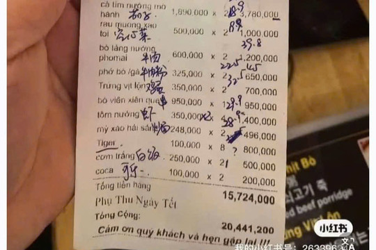 Xác minh quán ăn ở Nha Trang bán cơm trắng 250.000, rau muống xào 500.000 đồng