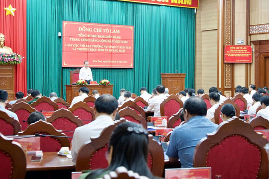 Tổng Bí thư Tô Lâm làm việc với Ban thường vụ Tỉnh uỷ KonTum và Quảng Ngãi