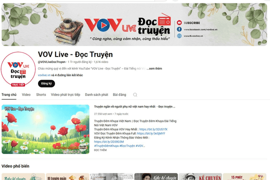 VOVLive Đọc Truyện chính thức đạt Nút Vàng YouTube với 1 triệu người đăng ký