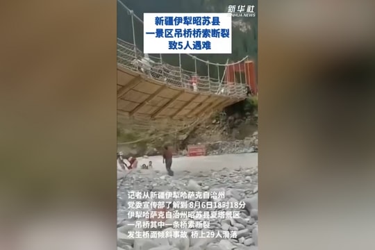 Gần 30 người thương vong trong sự cố cầu treo ở Tân Cương, Trung Quốc