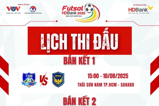 Lịch thi đấu và trực tiếp bán kết giải Futsal HDBank Cúp Quốc gia 2025