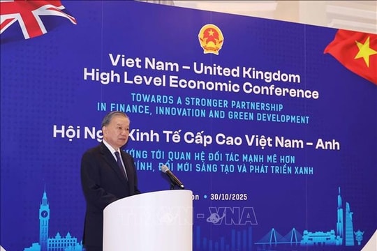 Tổng Bí thư Tô Lâm phát biểu tại Hội nghị Kinh tế cấp cao Việt Nam - Anh