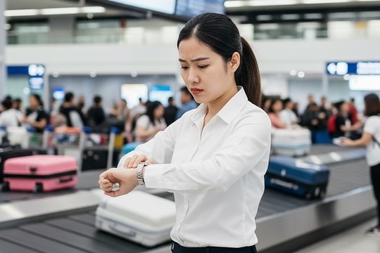 Tôi phải chờ tiếng rưỡi ở sân bay để lấy hành lý ký gửi